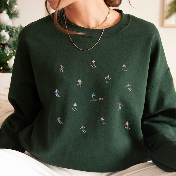 Skiing Sweatshirt | Christmas Sweater | Minimal Crewneck | Holiday Sweatshirt | Crewneck Christmas Sweatshirt | Winter Sweatshirt