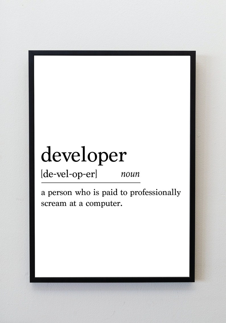 Developer Definition Print Office Wall Art Developer Etsy