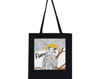 Flaco the Owl Tote Bag. Classic tote bag available in six different colors. Features identical owl illustration on front and back of bag.