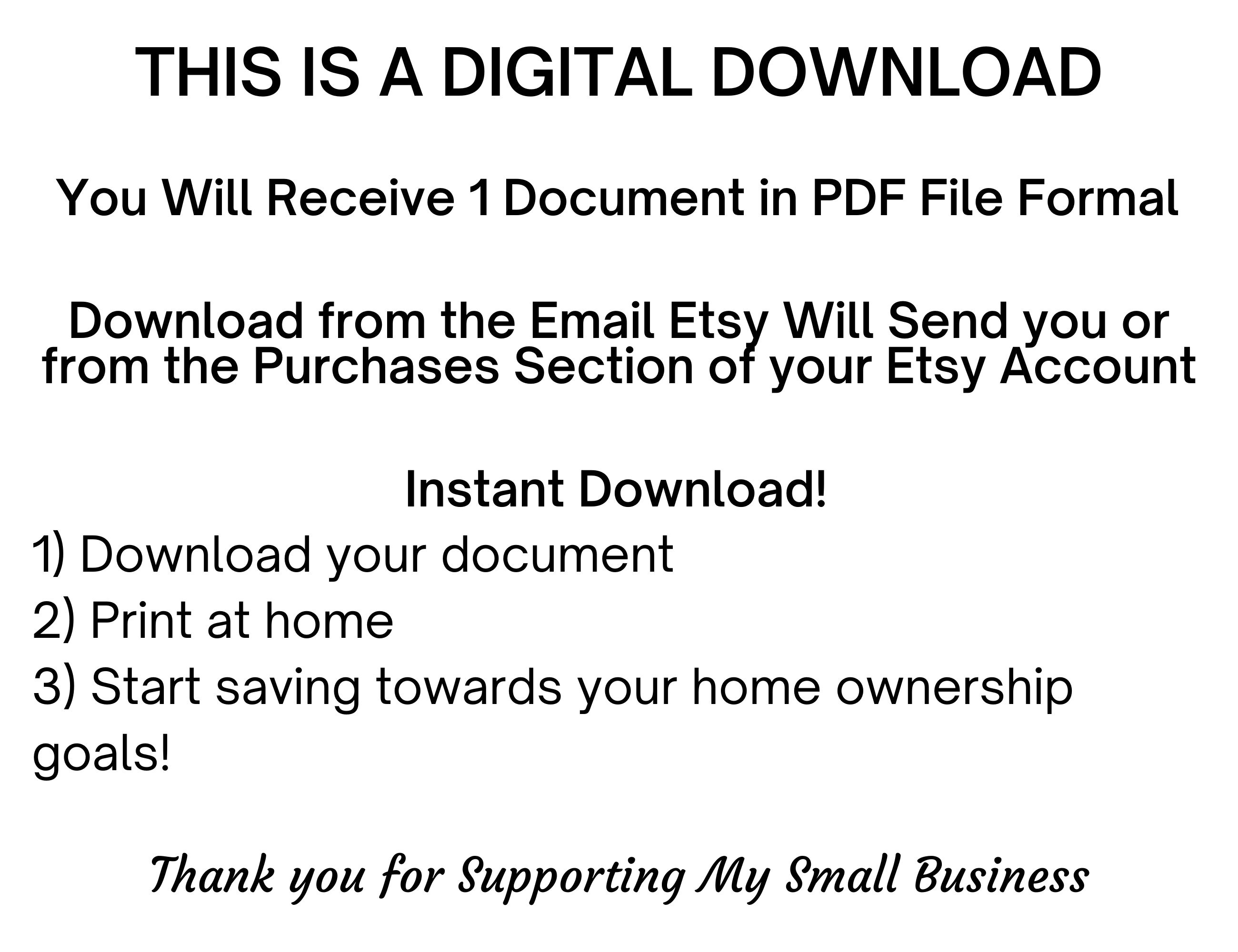 PRINTABLE Home Down Payment Tracker Home Buying Savings Chart Instant
