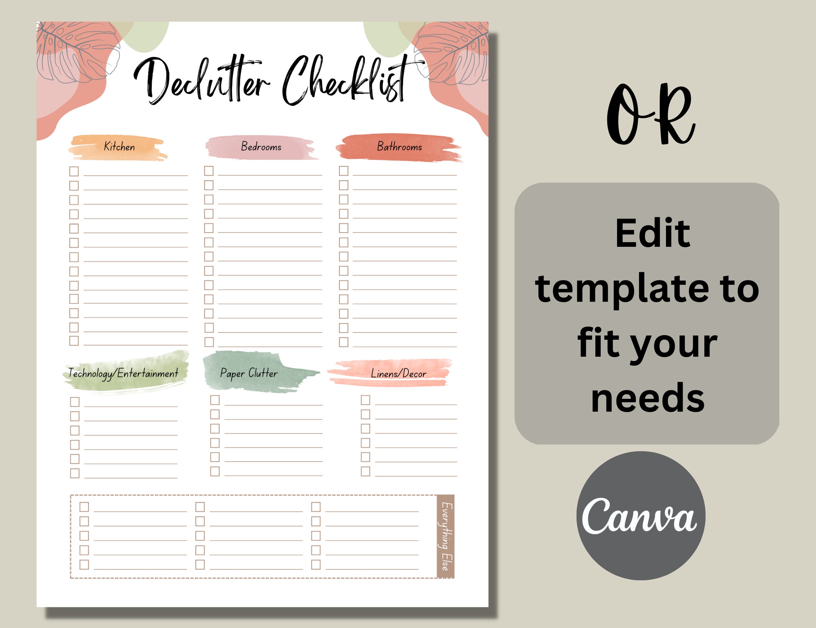 Declutter Checklist Printable Home Declutter List Declutter Challenge