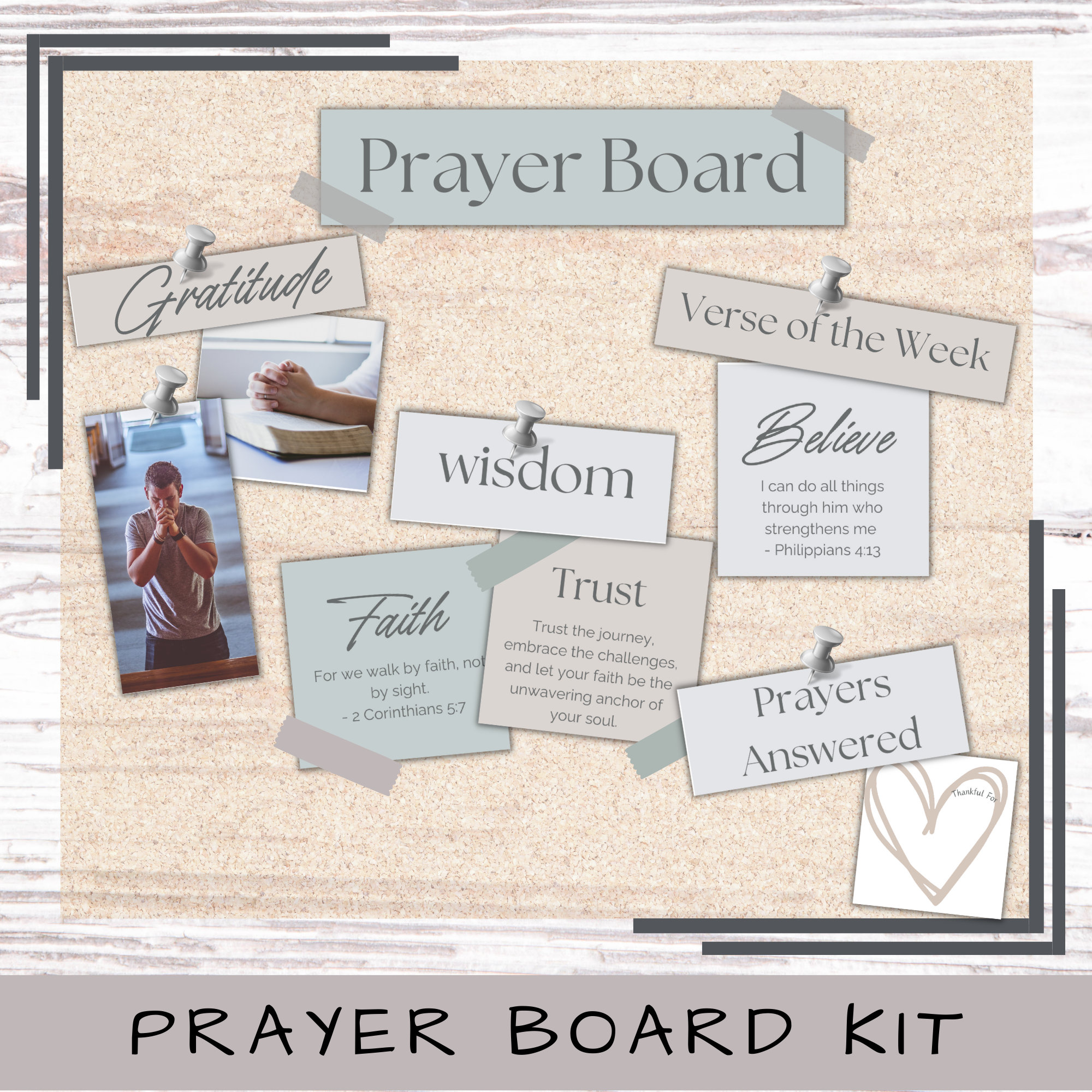 Prayer Board Kit Printable, Blank Prayer Squares, Bible Verse