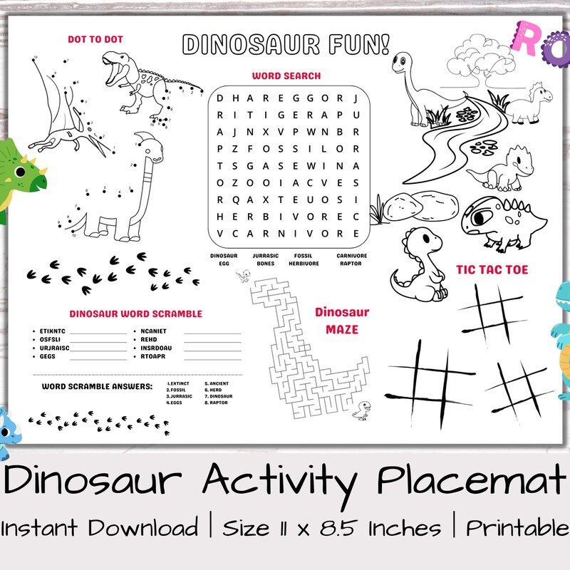 Dinosaur Placemats - Etsy