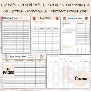 Team Mom | Mom Planner | Sports Itinerary Week | Team Sports | Sport Schedule | Coach Weekly Planner | Edit Canva | Team Mom Binder
