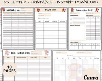 Team Mom | Mom Planner | Sports Itinerary Week | Team Sports | Sport Schedule | Coach Weekly Planner | Edit Canva | Team Mom Binder