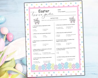 Easter Trivia Game, Printable Easter Game, Senior Center Easter Trivia Game, Family Game, Classroom Trivia, Easter Activity