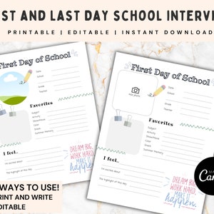 First Day Of School Interview | All About Me | School File Organization Kit | First Day Of School Printable | School Keepsake | All About Me