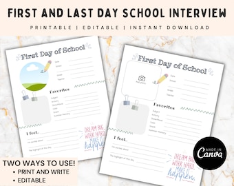First Day Of School Interview | All About Me | School File Organization Kit | First Day Of School Printable | School Keepsake | All About Me