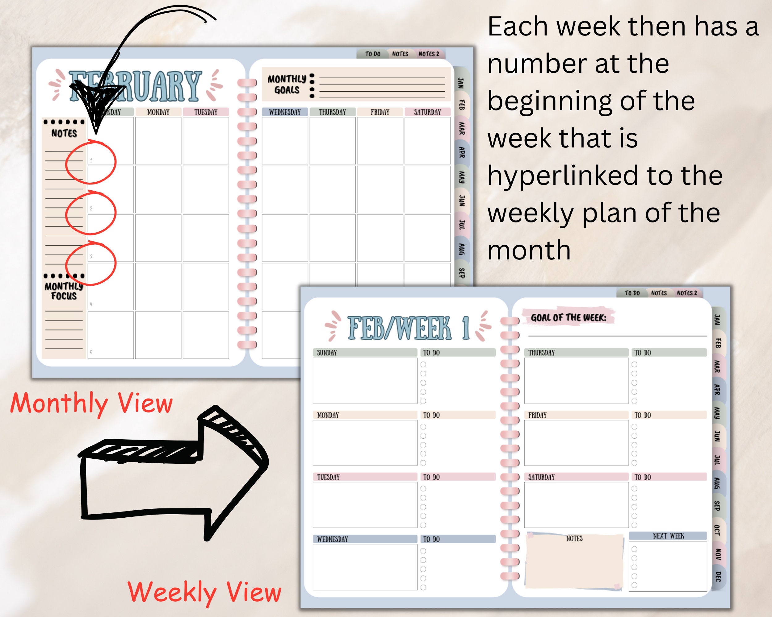 Undated Goodnotes Planner | Landscape Style | Undated Basic Digital ...