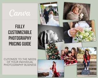 Photographer pricing guide | Wedding pricing guide | Pricing guide template | Editable Canva Template | Photography pricing template