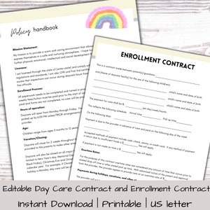 Editable daycare contract, Home daycare forms, Nanny contract, Daycare policy, Canva template, childcare business
