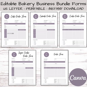 Bearbeitbar, Bäckerei Bundle Formen, Kuchen Business Bundle, Kuchen Bestellformular, Bäckerei Bestellformular, bearbeitbare canva Vorlage, Kuchen Pflege Karte
