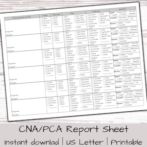 CNA report sheet, multiple patient report sheet, tech shift report, PCT report sheet, CNA report book, Medical report sheet