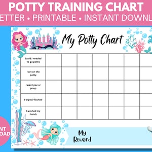 Potty Training Chart, Mermaid Potty Chart, Girls Potty Chart
