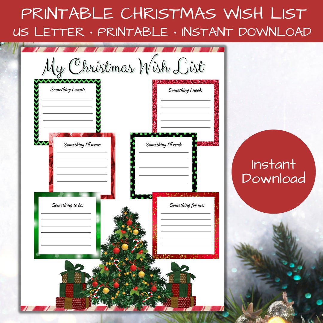 Printable Christmas Wish List, Santa Wish List, Christmas Gift List - Etsy