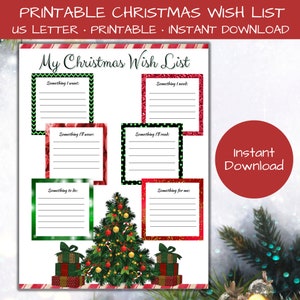 Druckbare Weihnachtswunschliste, Weihnachtswunschliste, Weihnachtsgeschenkliste