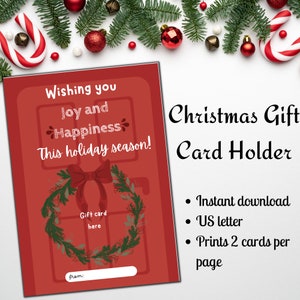 Gift card holder, instant download, printable appreciation gift, Christmas gift card holder