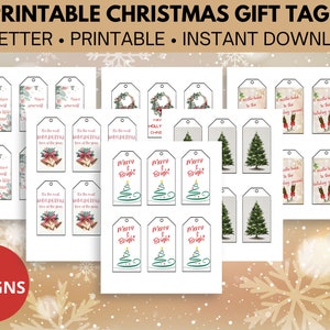Christmas Printable Gift Tags Blank Gift Tag Merry and Bright Christmas ...