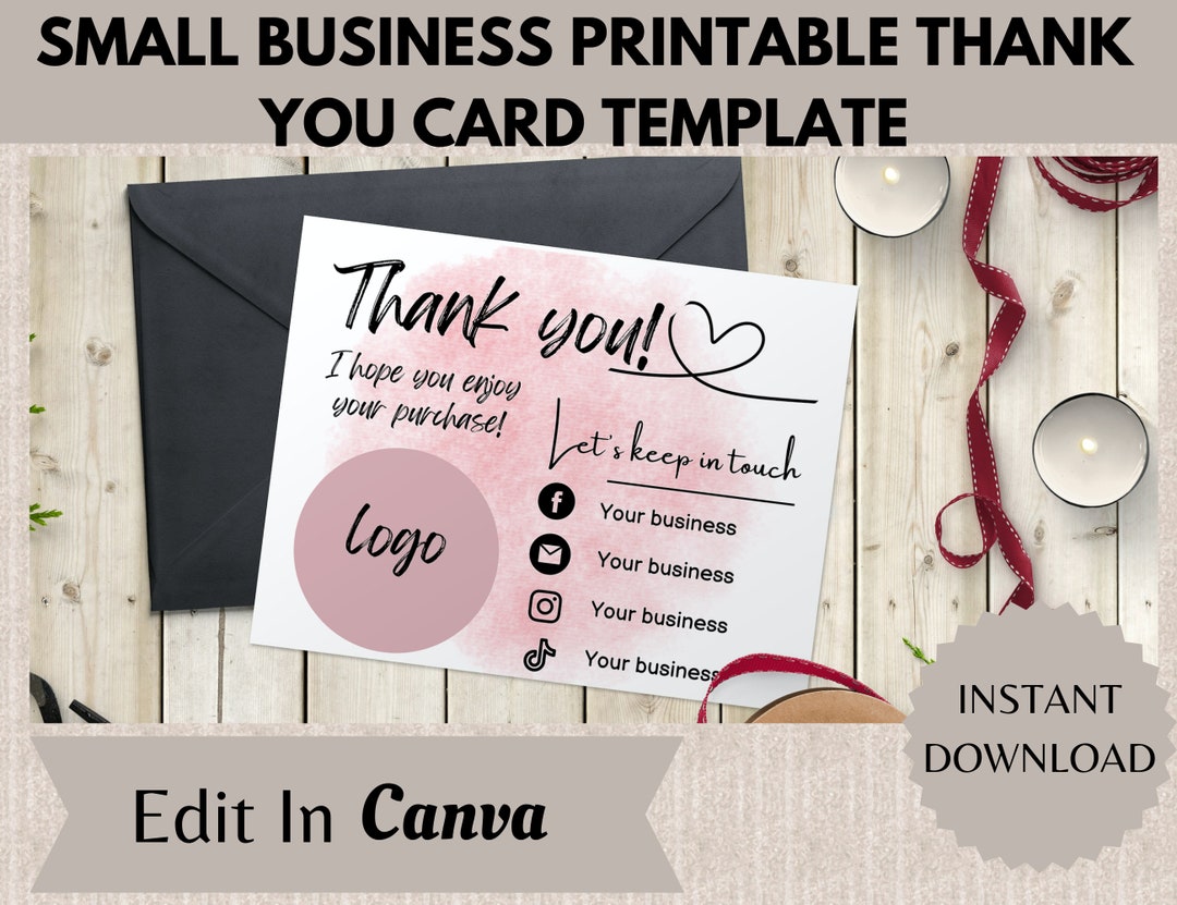 Editable Small Business Thank You Card Canva Template, Customer Cards ...