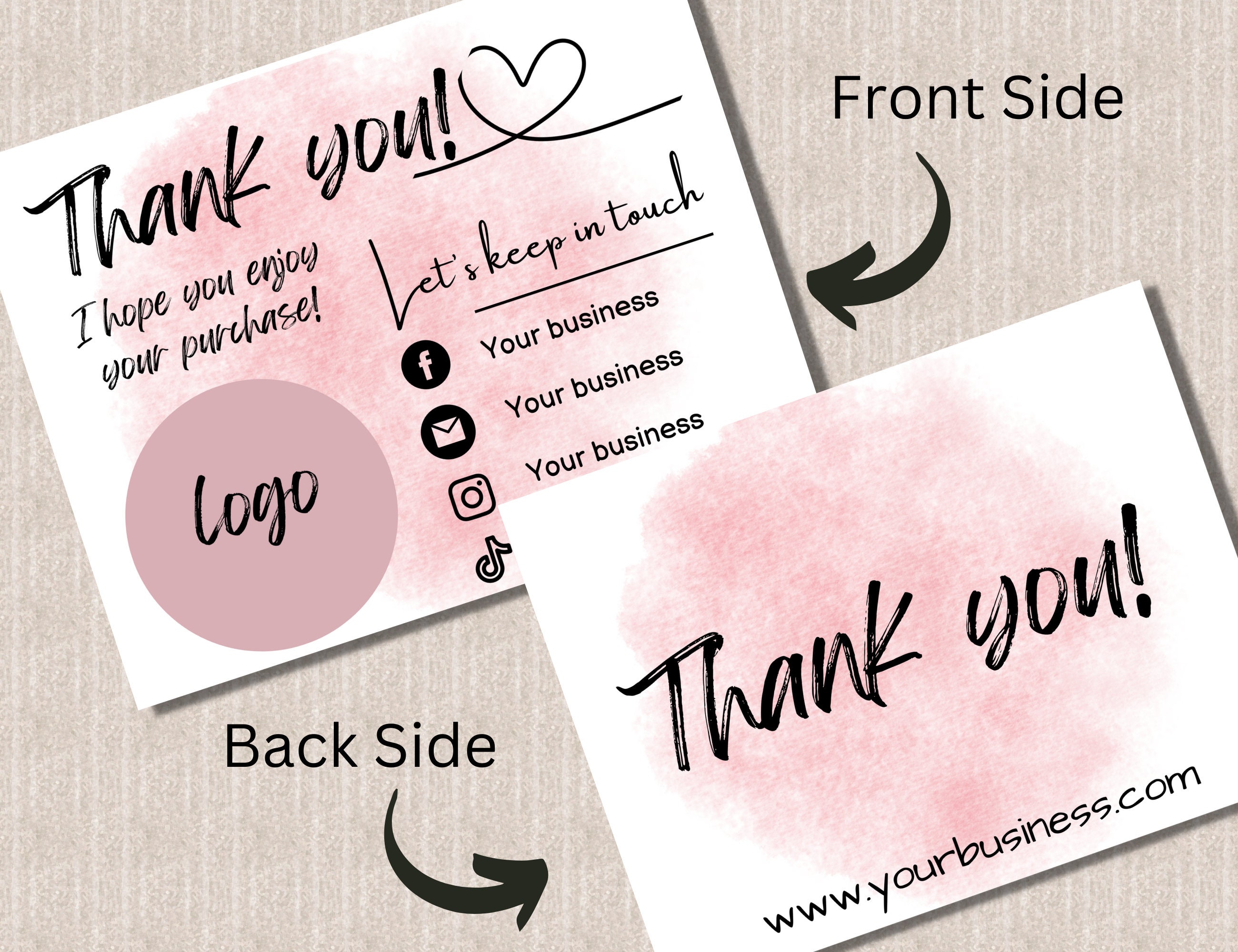 Editable Small Business Thank You Card Canva Template, Customer Cards ...
