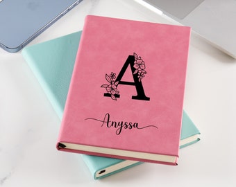 Personalize Journal, Custom Notebook Floral Monogram & Name Diary, Gift for Women University Students College Girls Teachers