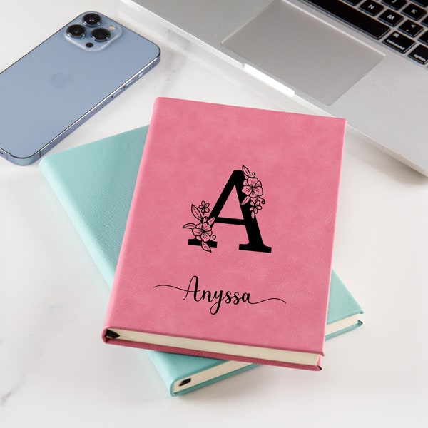 Personalize Journal, Custom Notebook Floral Monogram & Name Diary, Gift for Women University Students College Girls Teachers