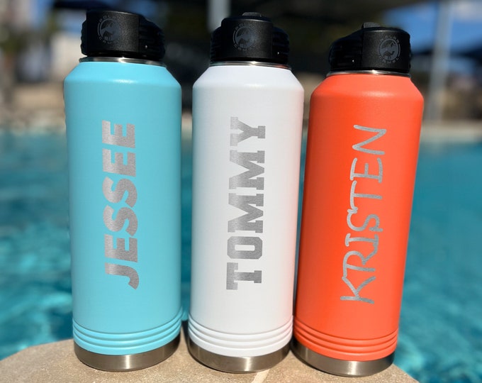 Engraved Water Bottles With Straw, Personalized Insulated Water Bottle, Name Water Bottle, Custom Water Bottle, Wedding Water Bottle