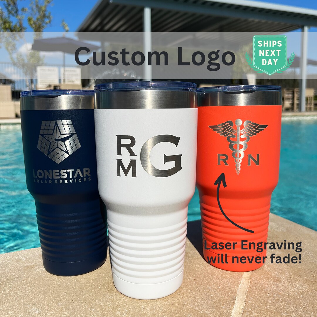 Custom Logo Tumbler, Client Gifts, Engraved Logo Tumblers, Corporate