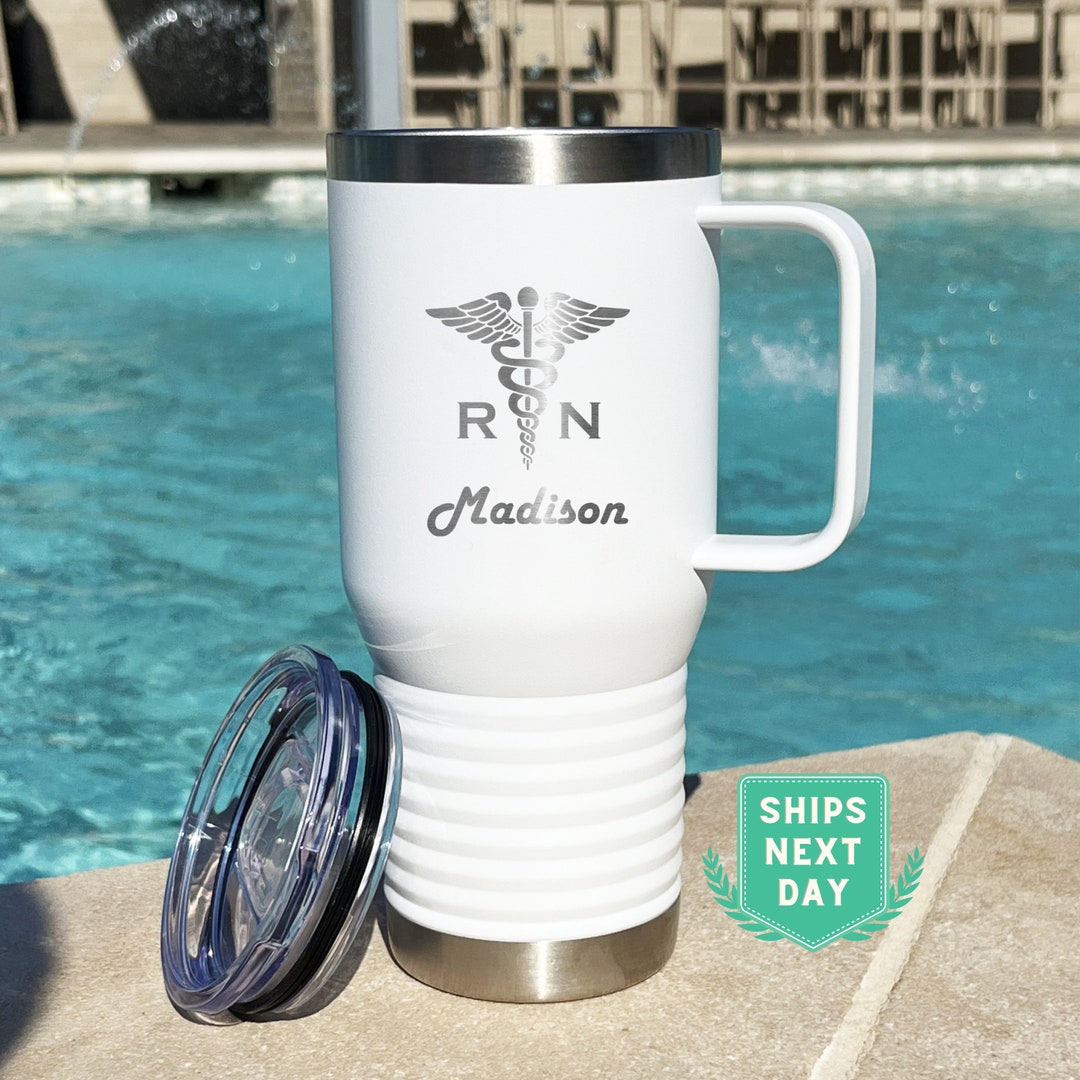 Registered Nurse Engraved Personalized Tumbler With Name, Insulated Nursing Travel Tumbler Mug