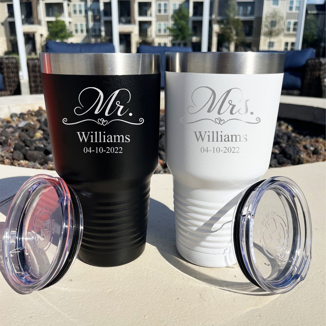Groom and Bride Mr. and Mrs. Stainless Steel Tumbler Set of Two