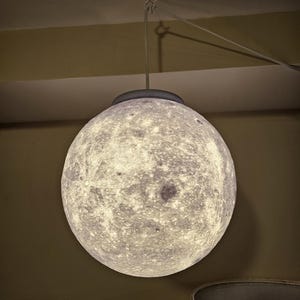 Hanging Moon Lamp - Utilizing NASA Scans - Large Sci-Fi Space Light - FREE/Fast Shipping!