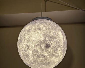 Hanging Moon Lamp - Utilizing NASA Scans - Large Sci-Fi Space Light - FREE/Fast Shipping!