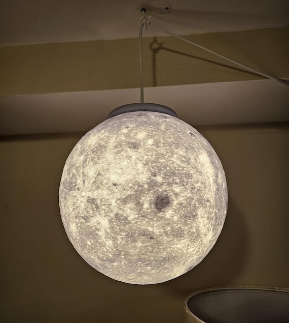 Hanging Moon Lamp - Utilizing NASA Scans - Large Sci-Fi Space Light - FREE/Fast Shipping!