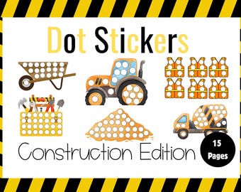 Construction Dot Sticker Activity, Toddler Craft, Fine Motor Skills, Printable, Montessori, Homeschool, Preschool PreK