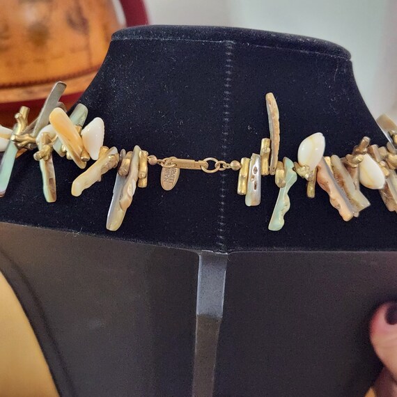 Miriam Haskell Vintage Abalone Seashell Necklace:… - image 7