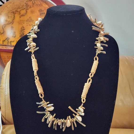 Miriam Haskell Vintage Abalone Seashell Necklace:… - image 1