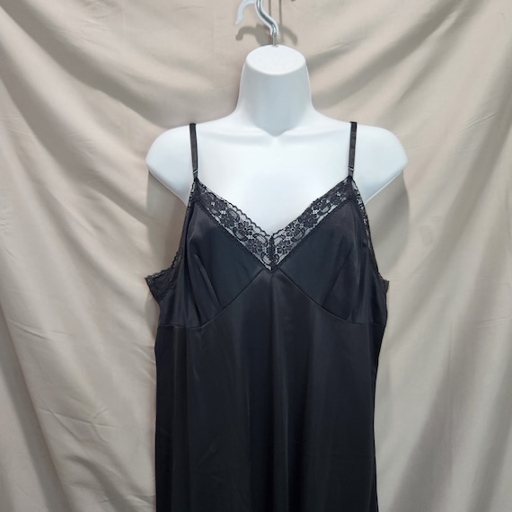 Vanity Fair Black Lace Lingerie Slip Dress, Vinta… - image 6