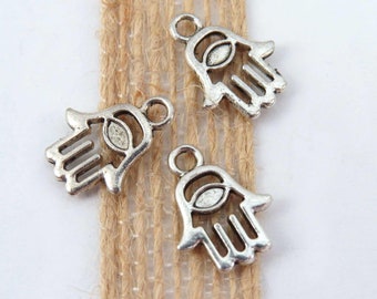 20 HAMSA HAND charms, antique silver YOGA charm, 10x13mm