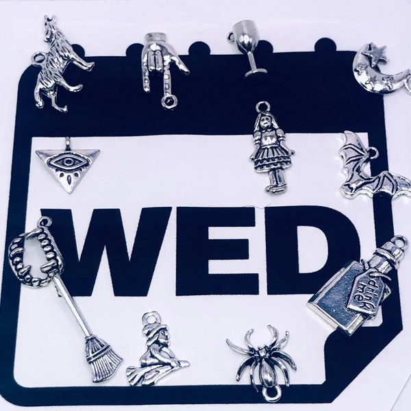 Wednesday Addams inspired charm collection of 12!!