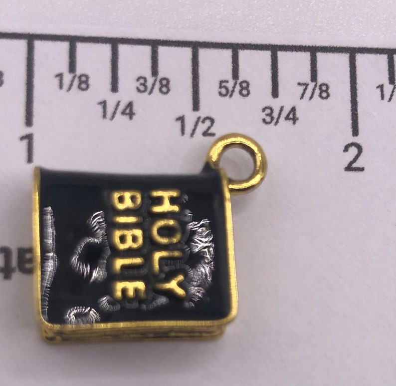 Enamel Holy Bible Charms in Set of 5. Black and Gold. Etsy