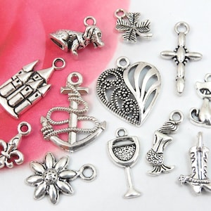 12 CAKE PULL charms, antique silver collection, each one is different from the rest!