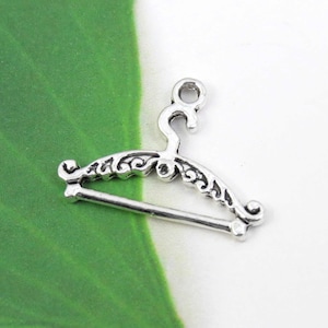 6 FANCY HANGERS (SEWING) charms, antique silver 3d fashion set, 24x16mm