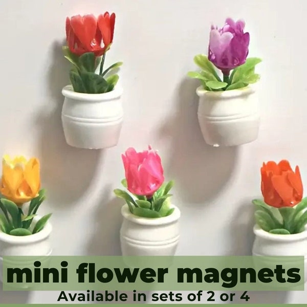 Mini Flower Magnet, Mini Fridge Magnet, Floral Magnet, Plant Magnet, Mini Magnet, Planter Magnet, Plant Kitchen Decor, Plant accessory