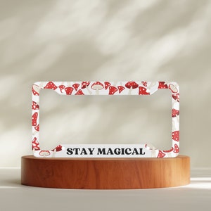 License Plate Frame, Mushroom License plate cover, Cute car accessories, Decor for vehicle, Car license plate frame, Cute car decor