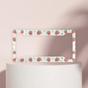Strawberry License Plate Frame, Cute car accessories, Car plate frame, Decor for vehicle, Car license plate frame, Cute car decor