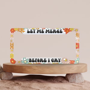 License Plate Frame, Retro flower License plate cover, Cute car accessories, Car plate frame, Decor for vehicle, Car license plate frame