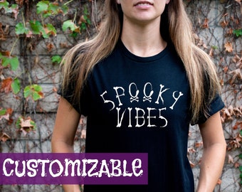 Spooky Vibes Adult T-Shirt (Customizable) | Adult Softstyle Halloween T-Shirt (S-XL) | Multiple Color Options