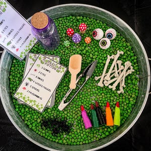 Magic Potion Sensory Bin Kit & Mixing Cards | Halloween Sensory Bin, Magic Potion, Halloween Play Kit | *bin not included