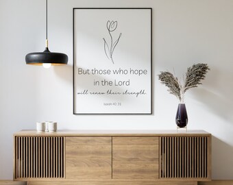 Isaiah 40:31 Printable Wall Art | Those Who Hope in The Lord Scripture Printable Wall Art | Bible Verse Printable Wall Art | Scripture Sign