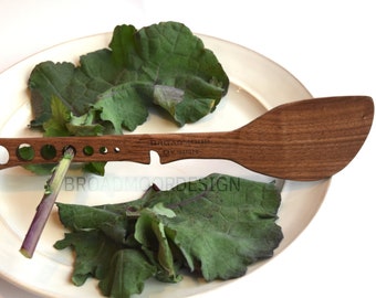 Resting Sauté Spatula, Herb Stripper, Kale Stripper, Oven Rack Push/Pull, Walnut Wood, Wooden Kitchen Utensil, 12in